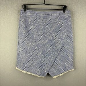 NWT Blue LOFT Striped Tweed Wrap Skirt